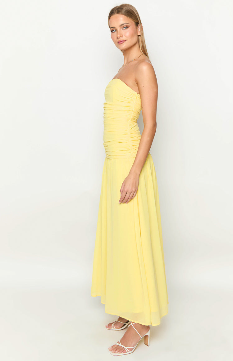 Sinclair Yellow Strapless Maxi Dress-Vavasi.All Rights Reserved.