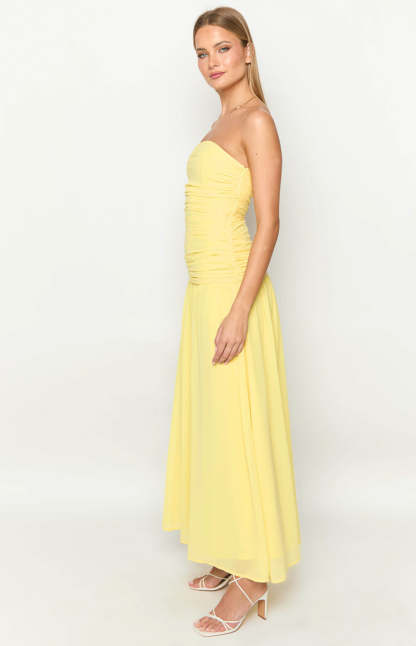 Sinclair Yellow Strapless Maxi Dress-Vavasi.All Rights Reserved.