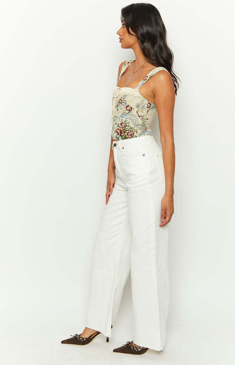 Sindney High Rise Cream Slouch Jeans-Vavasi.All Rights Reserved.