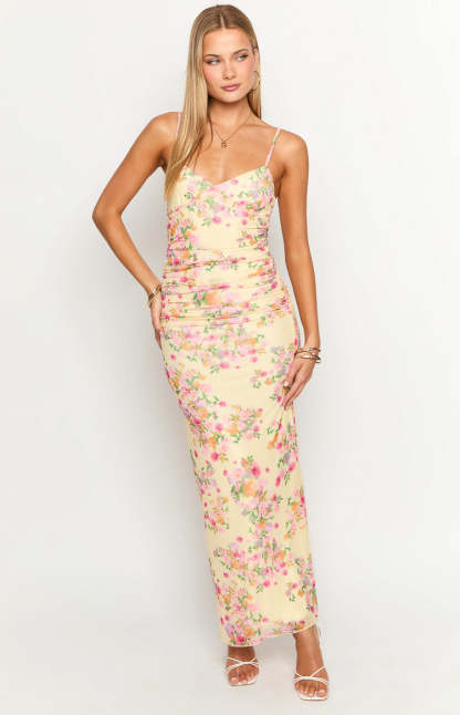 Sintra Yellow Bloom Maxi Dress-Vavasi.All Rights Reserved.