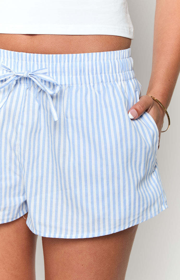 Skyler Blue Striped Shorts-Vavasi.All Rights Reserved.