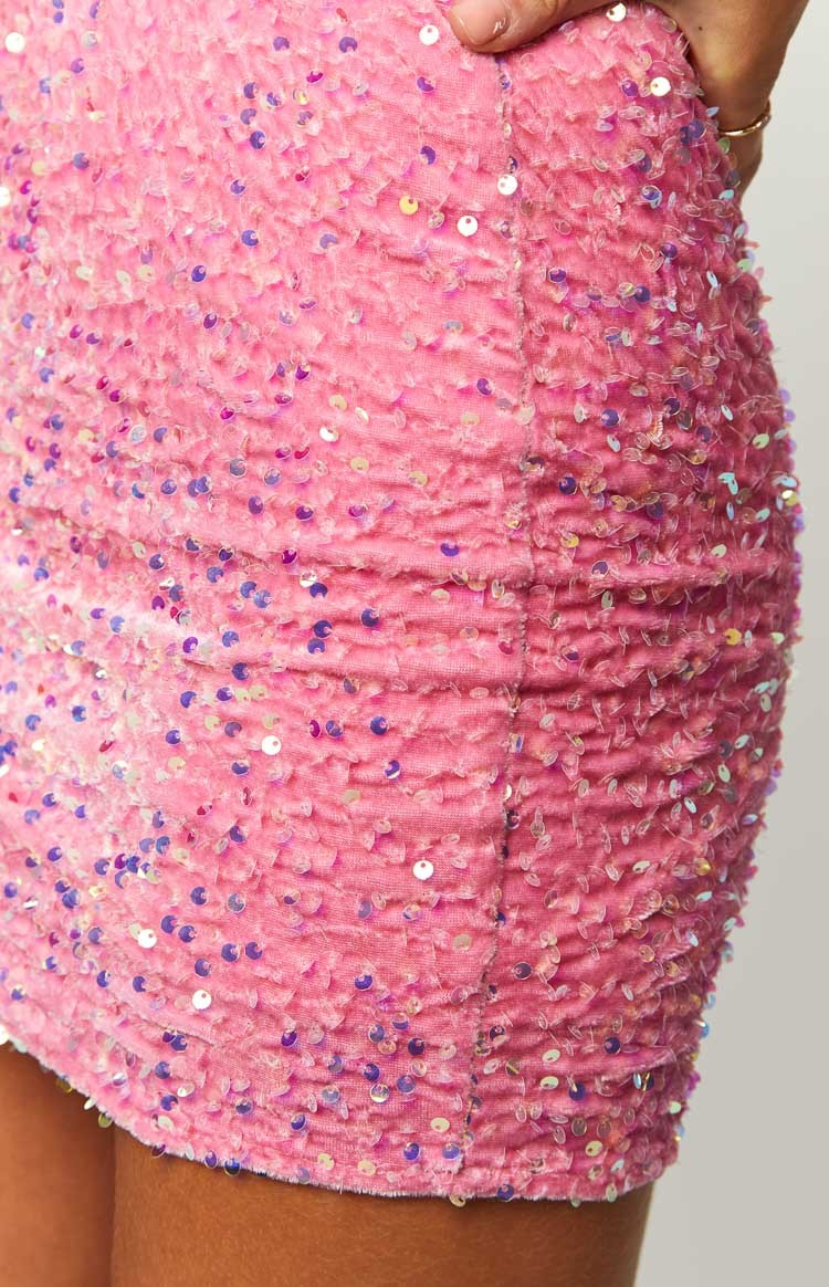 Sofie Pink Sequin Strapless Mini Dress-Vavasi.All Rights Reserved.