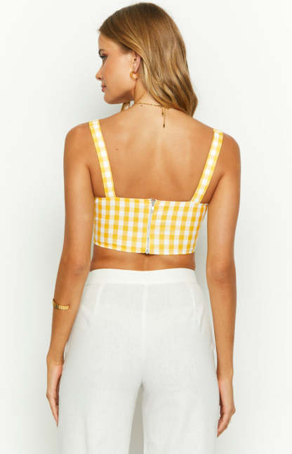 Sonya Yellow Gingham Corset-Vavasi.All Rights Reserved.