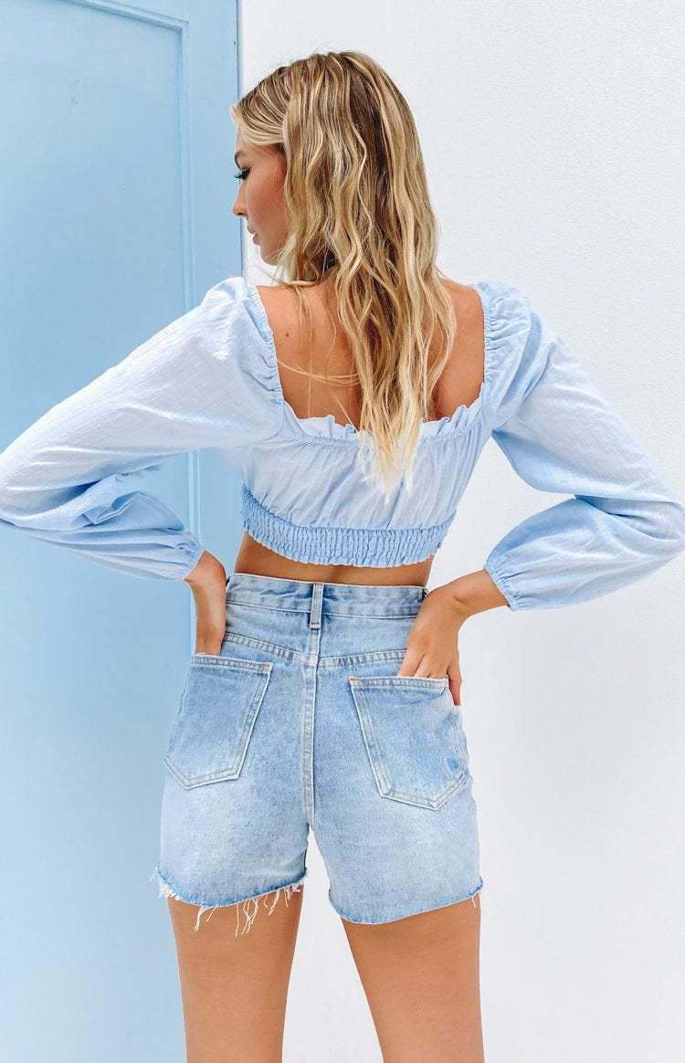 Sophia Crop Top Blue-Vavasi.All Rights Reserved.