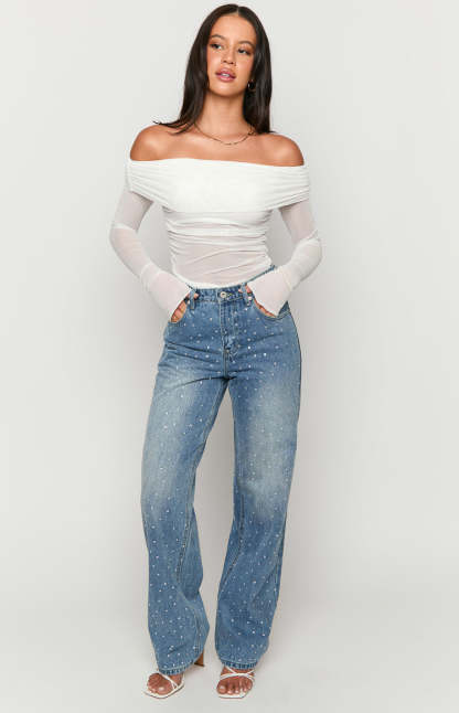 Sparks Mid Wash Denim Straight Leg Jeans-Vavasi.All Rights Reserved.