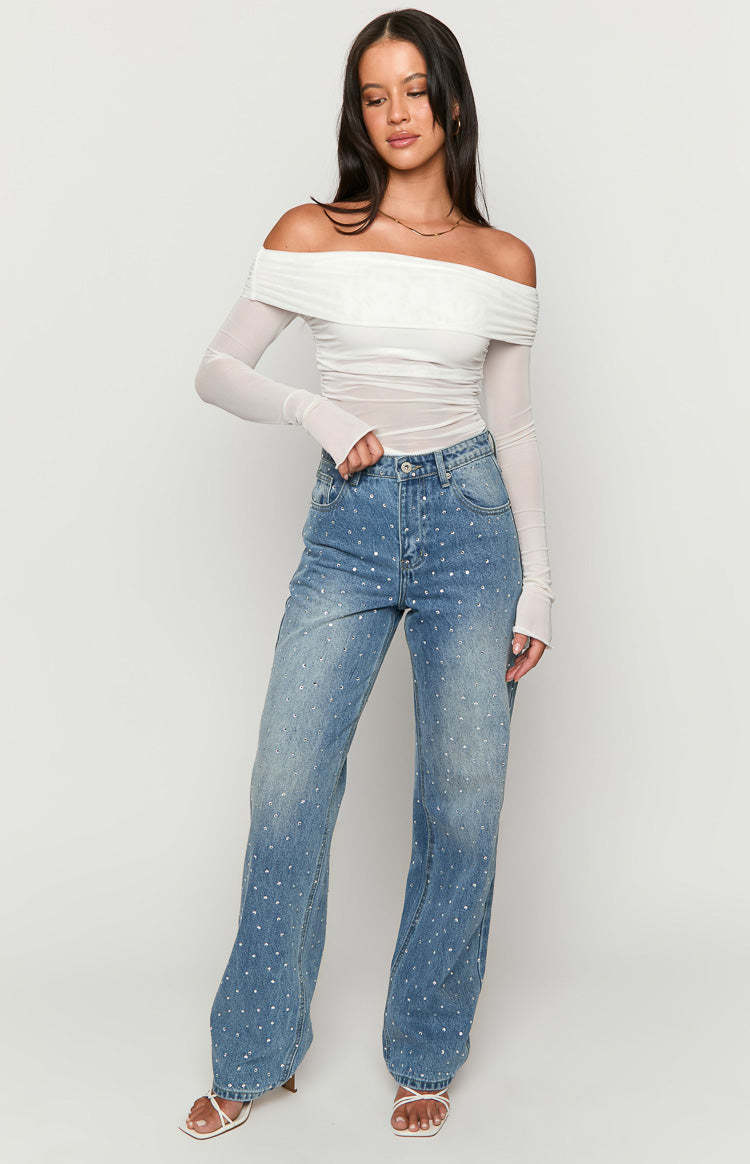 Sparks Mid Wash Denim Straight Leg Jeans-Vavasi.All Rights Reserved.