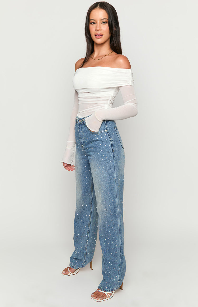 Sparks Mid Wash Denim Straight Leg Jeans-Vavasi.All Rights Reserved.