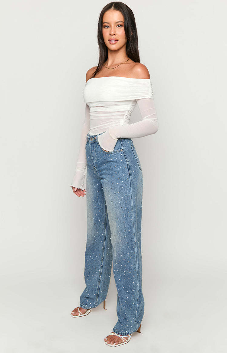 Sparks Mid Wash Denim Straight Leg Jeans-Vavasi.All Rights Reserved.