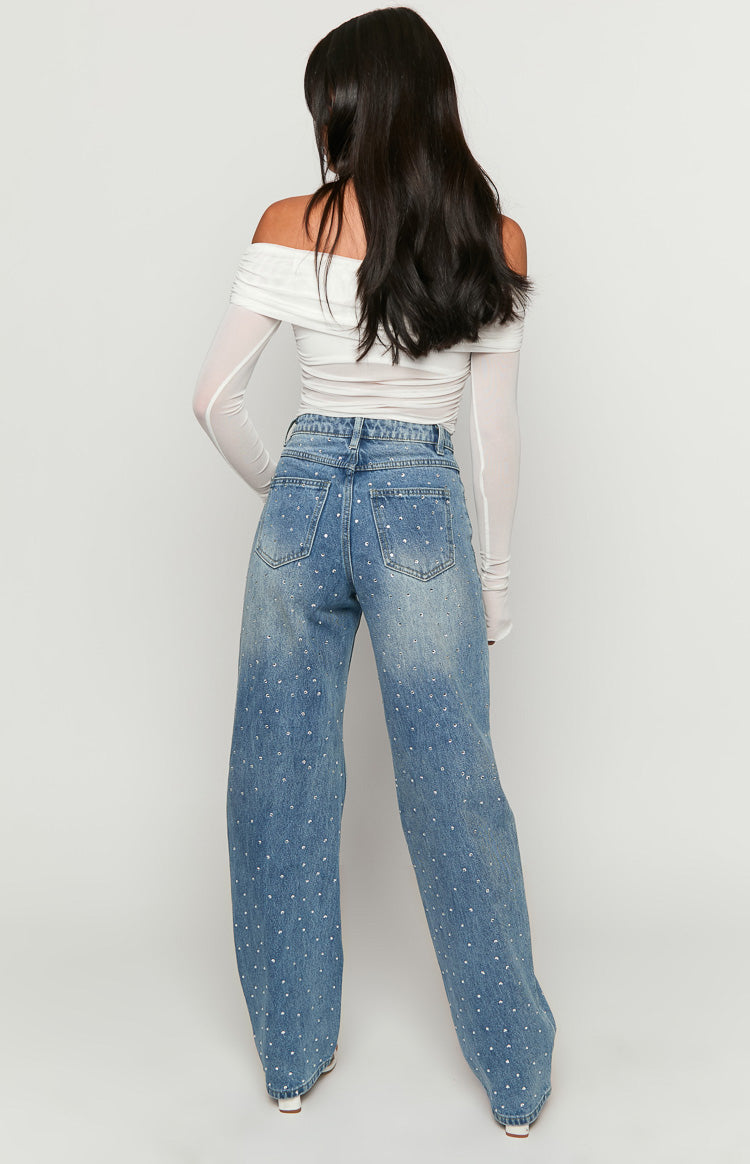 Sparks Mid Wash Denim Straight Leg Jeans-Vavasi.All Rights Reserved.