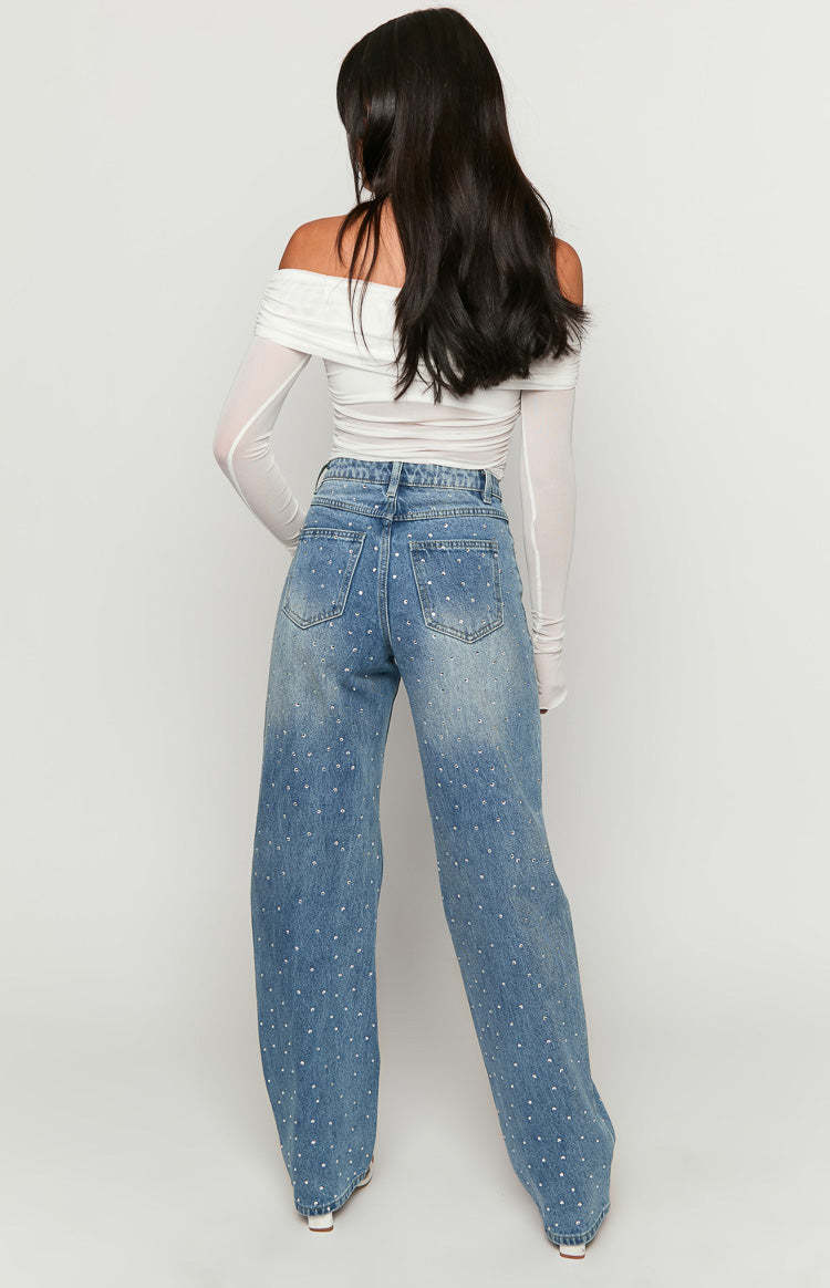 Sparks Mid Wash Denim Straight Leg Jeans-Vavasi.All Rights Reserved.