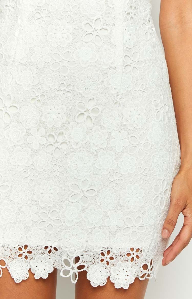 Starlette White Lace Mini Dress-Vavasi.All Rights Reserved.