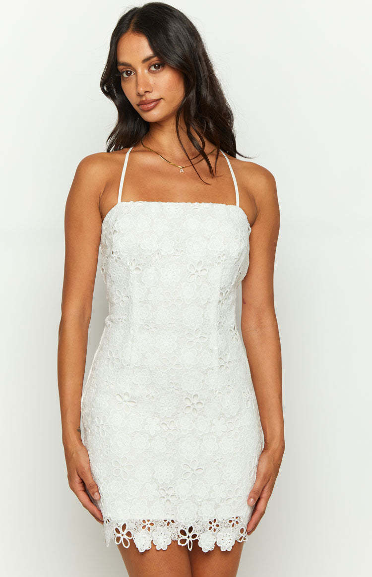 Starlette White Lace Mini Dress-Vavasi.All Rights Reserved.