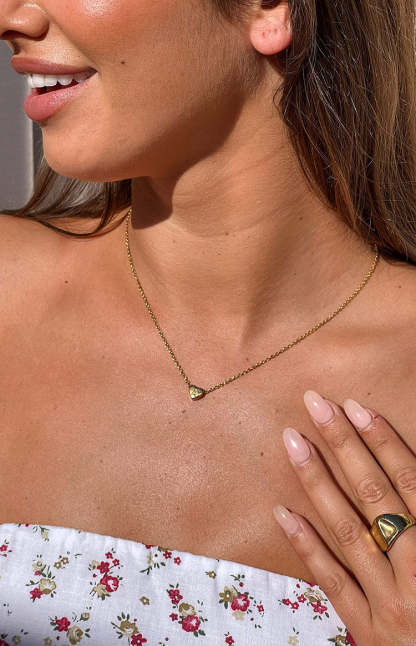 Stassi Gold Heart Letter Necklace-Vavasi.All Rights Reserved.