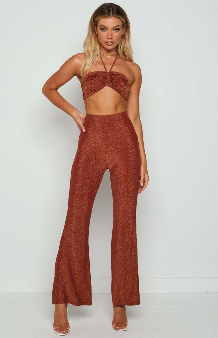 Stassie Rust Halter Top-Vavasi.All Rights Reserved.