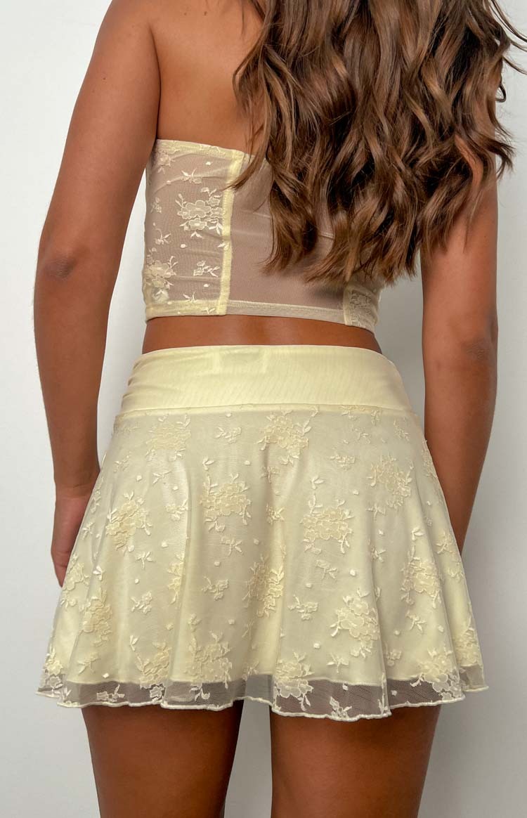 Stay Yellow Mesh Mini Skirt-Vavasi.All Rights Reserved.