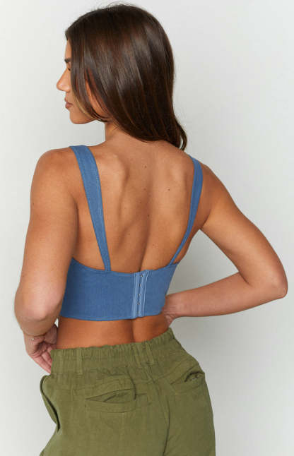 Stella Blue Denim Corset Top-Vavasi.All Rights Reserved.