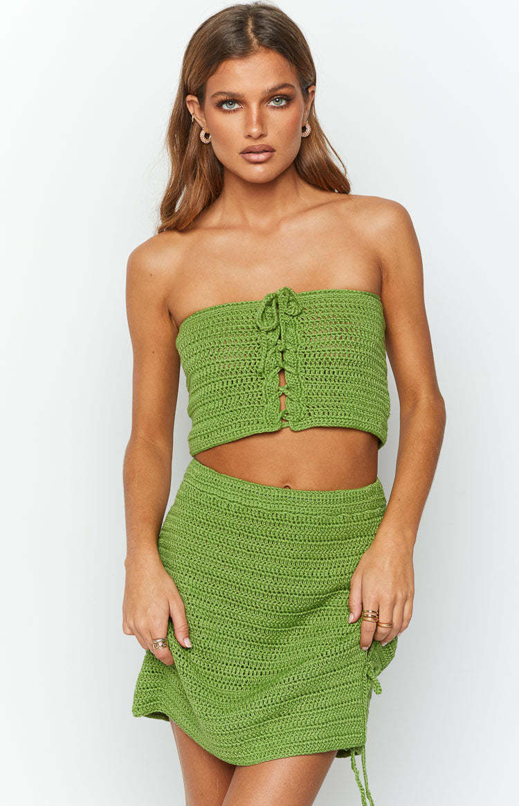 Stella Green Strapless Crochet Top-Vavasi.All Rights Reserved.