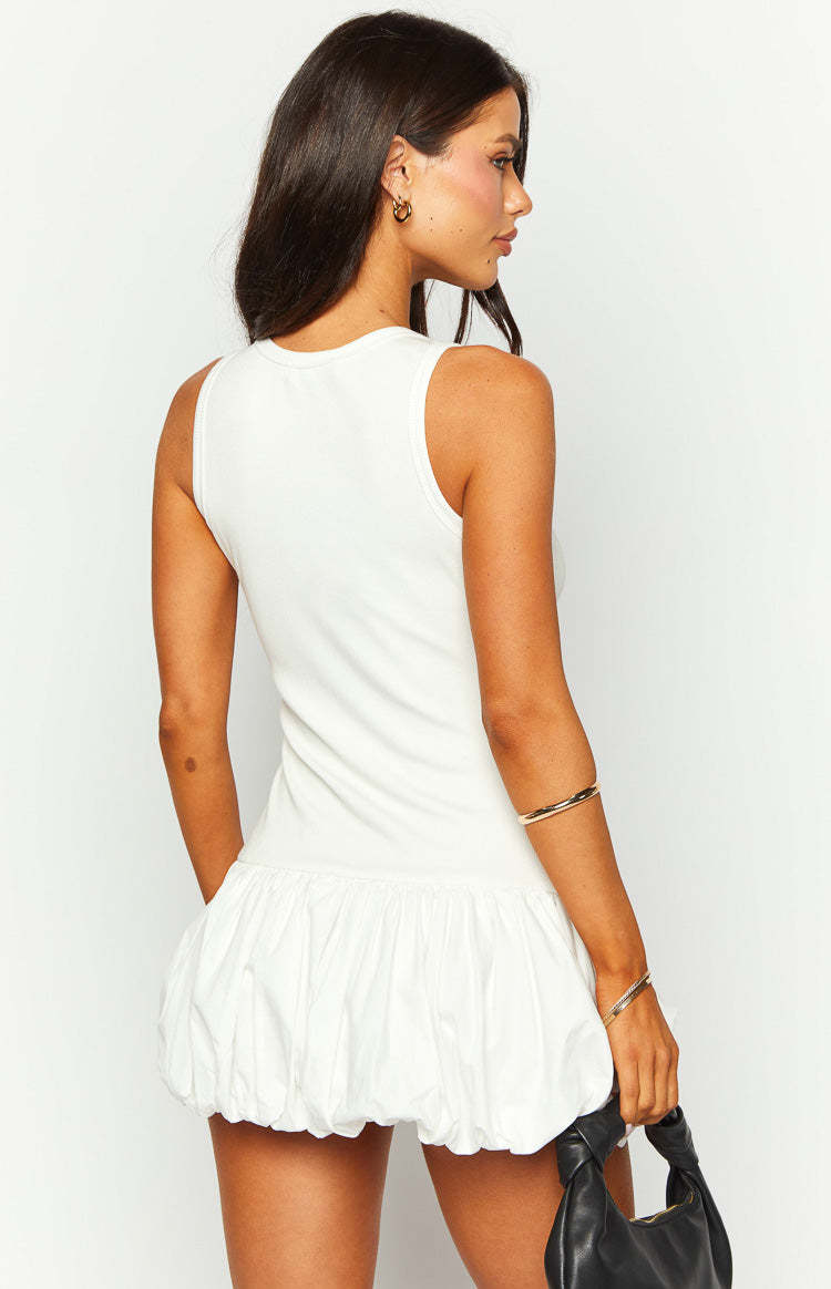 Stiles White Bubble Mini Dress-Vavasi.All Rights Reserved.