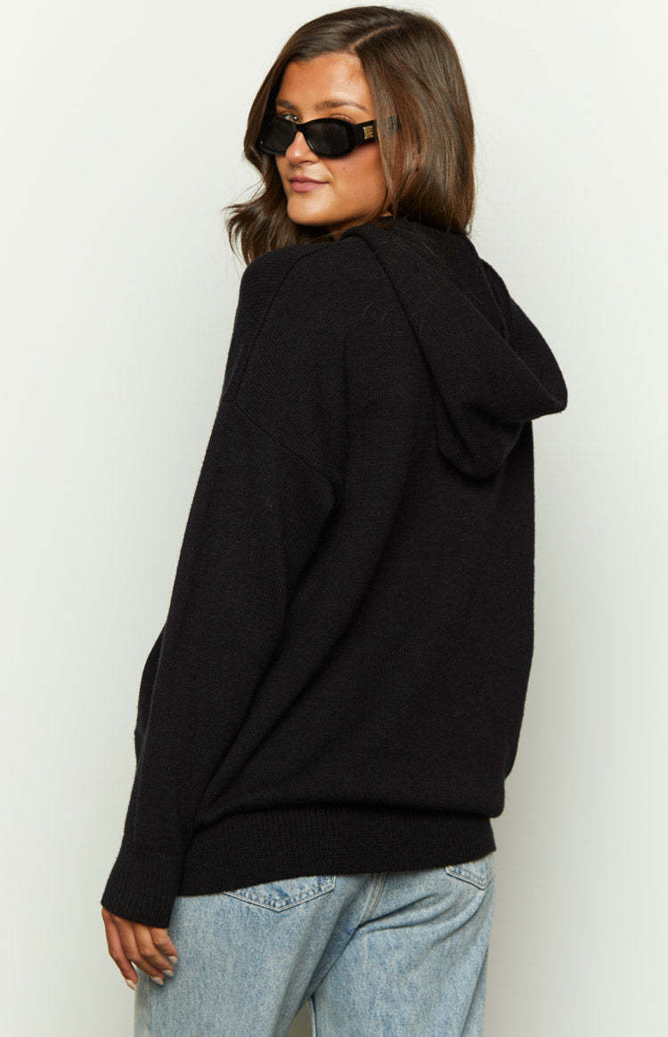 Story of Me Black Knitted Hoodie-Vavasi.All Rights Reserved.