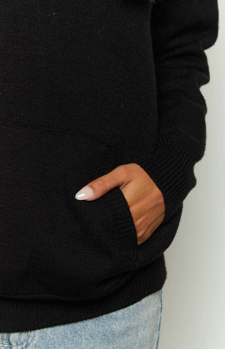 Story of Me Black Knitted Hoodie-Vavasi.All Rights Reserved.