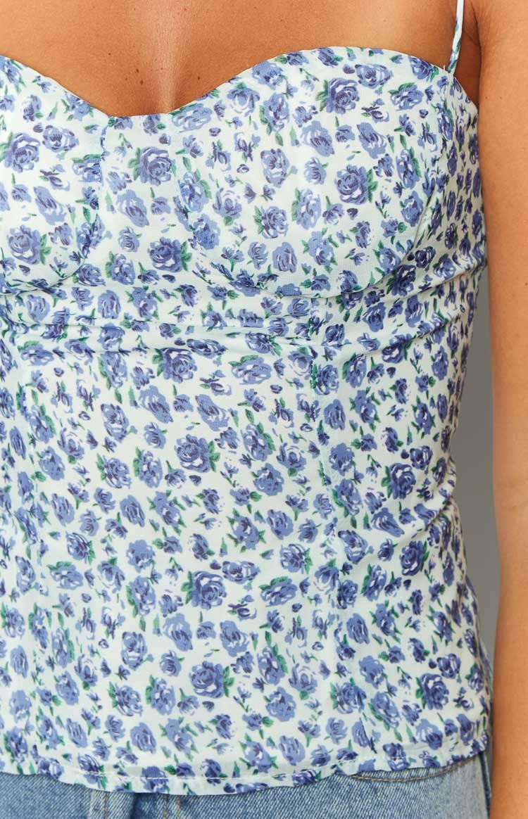 Strawberry Kisses Blue Floral Top-Vavasi.All Rights Reserved.