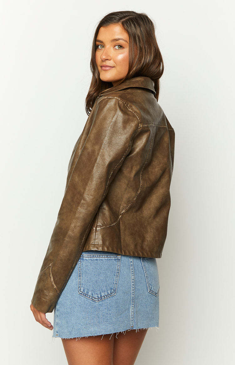 Street Style Brown PU Jacket-Vavasi.All Rights Reserved.