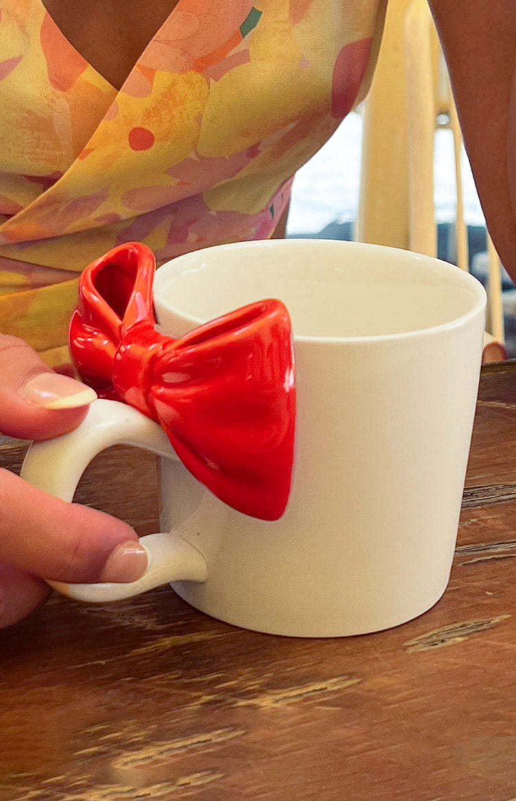 Sugar Sugar White And Red Bow Mug-Vavasi.All Rights Reserved.