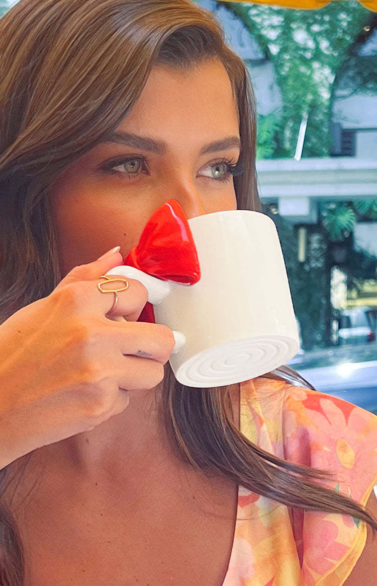 Sugar Sugar White And Red Bow Mug-Vavasi.All Rights Reserved.