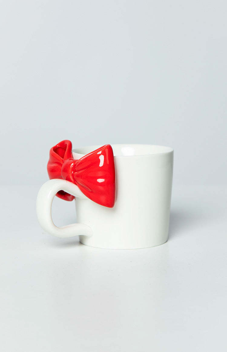 Sugar Sugar White And Red Bow Mug-Vavasi.All Rights Reserved.