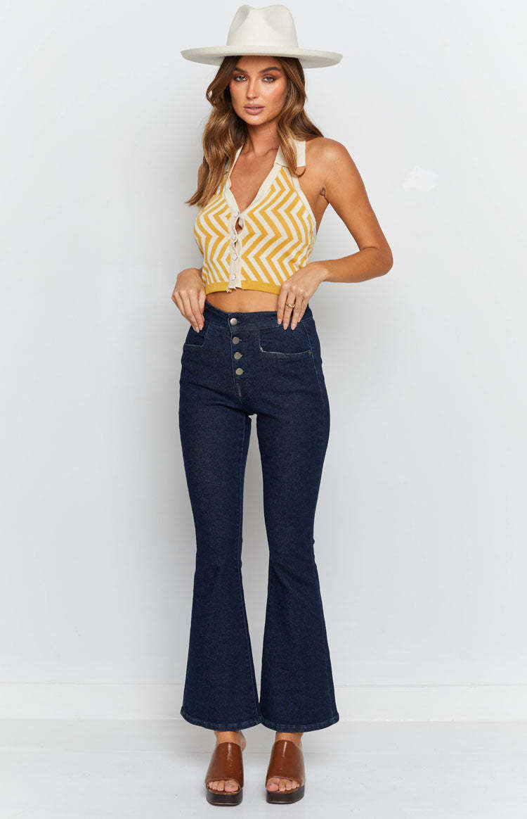 Suit Up Striped Crop Top Yellow-Vavasi.All Rights Reserved.