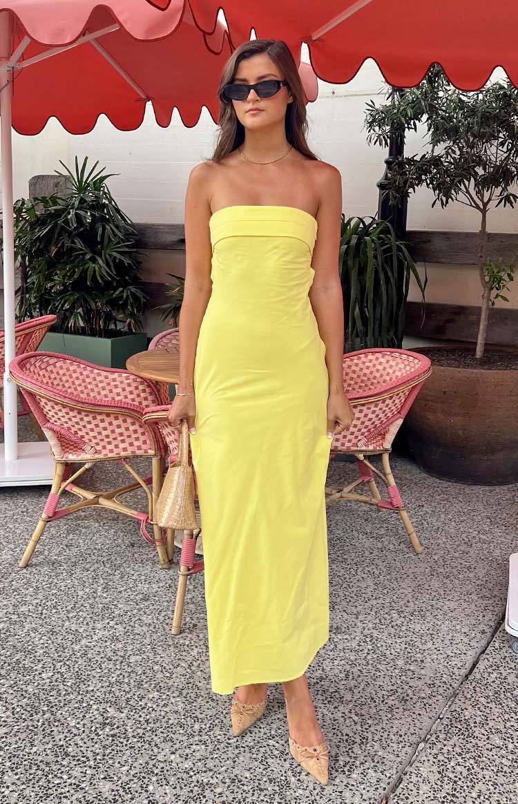 Summer Lemon Strapless Midi Dress-Vavasi.All Rights Reserved.