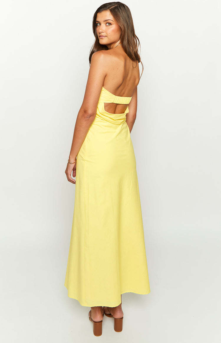 Summer Lemon Strapless Midi Dress-Vavasi.All Rights Reserved.