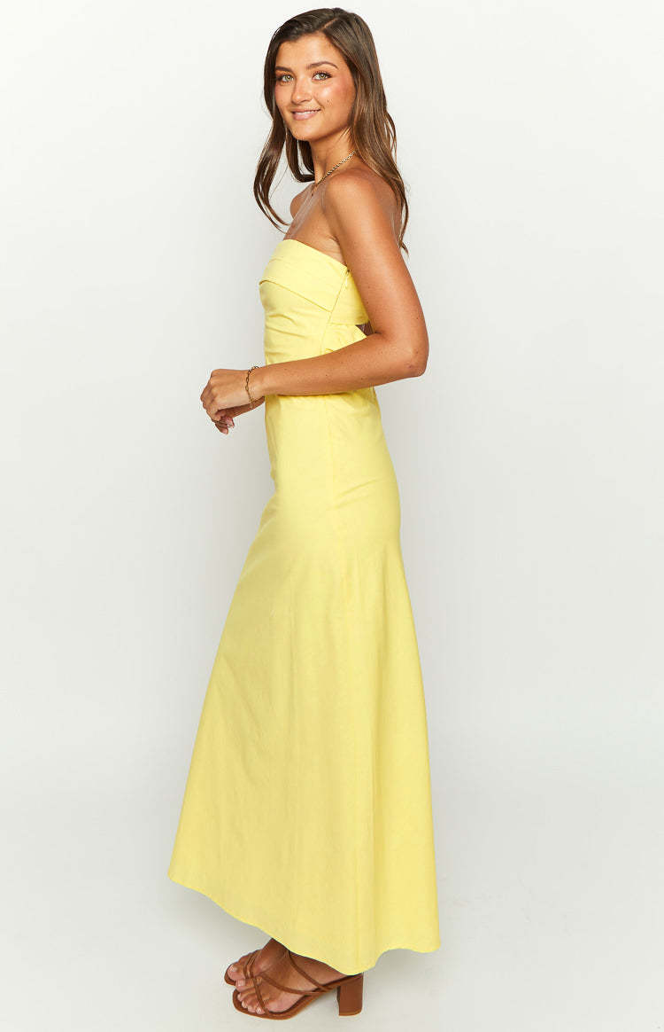 Summer Lemon Strapless Midi Dress-Vavasi.All Rights Reserved.