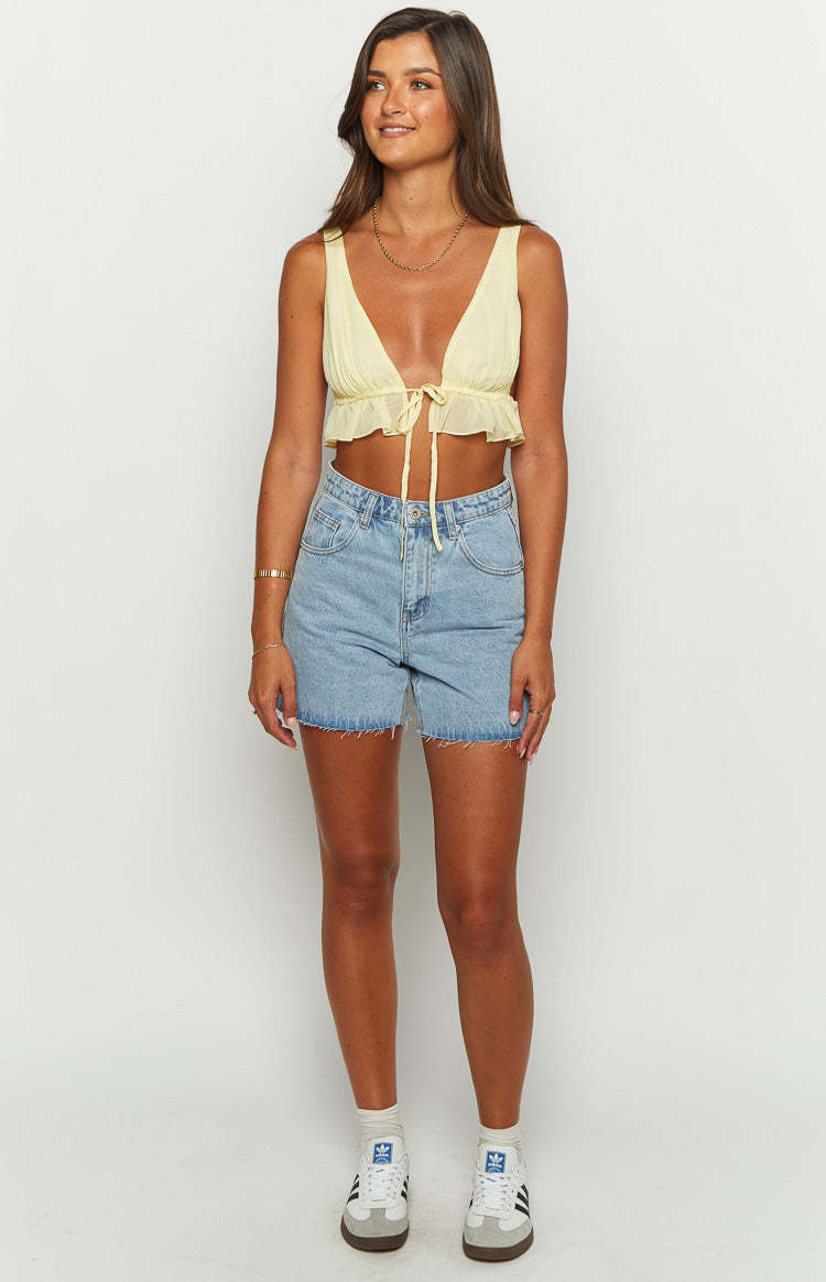 Sundae Light Wash Denim Shorts-Vavasi.All Rights Reserved.
