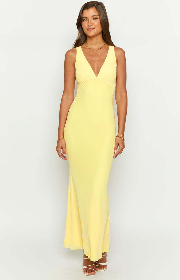 Sunflower Yellow Mesh Maxi Dress-Vavasi.All Rights Reserved.