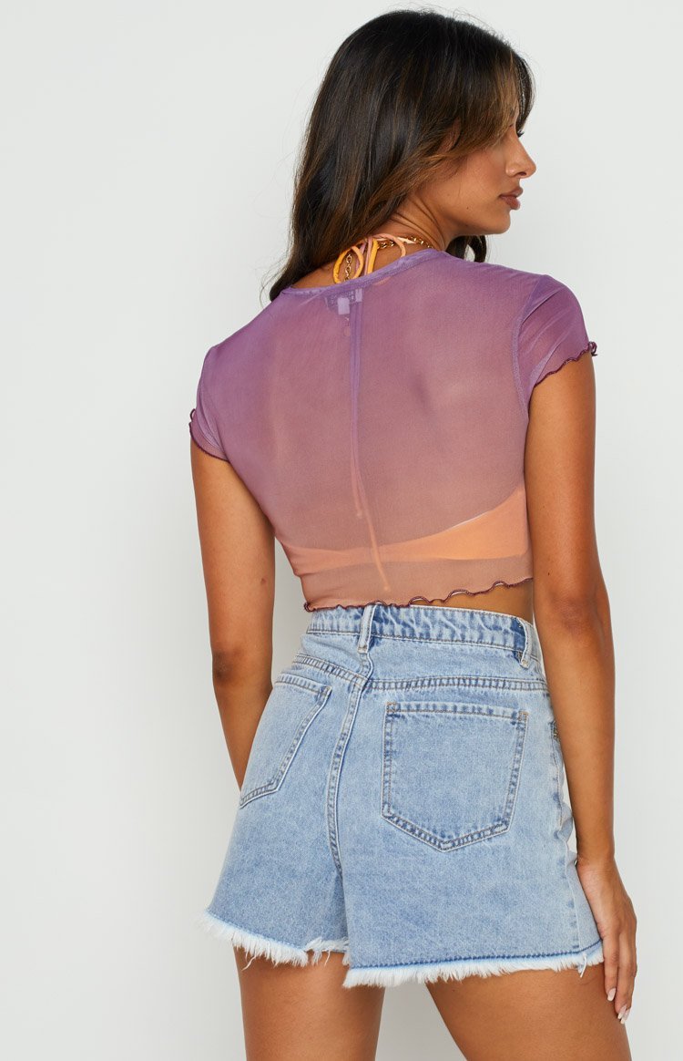 Sunset Purple Mesh Top-Vavasi.All Rights Reserved.