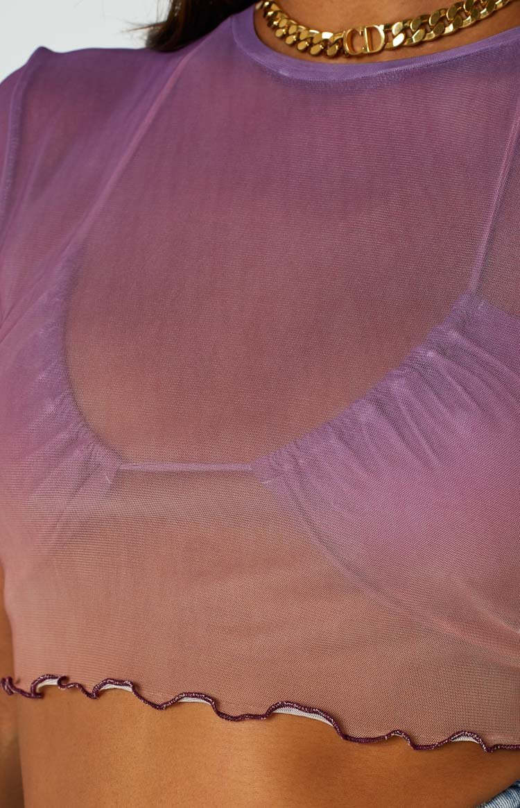 Sunset Purple Mesh Top-Vavasi.All Rights Reserved.
