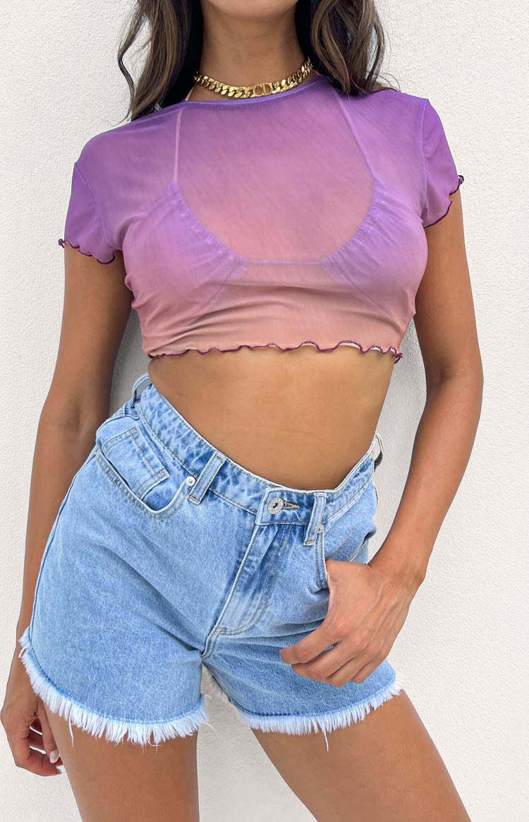 Sunset Purple Mesh Top-Vavasi.All Rights Reserved.
