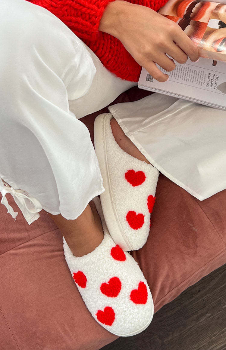 Sweetheart Sole White Love Heart Slippers-Vavasi.All Rights Reserved.
