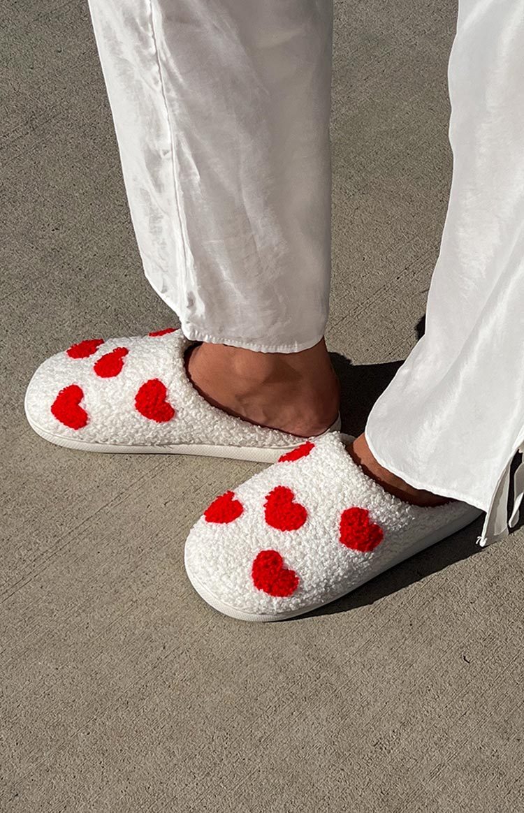 Sweetheart Sole White Love Heart Slippers-Vavasi.All Rights Reserved.
