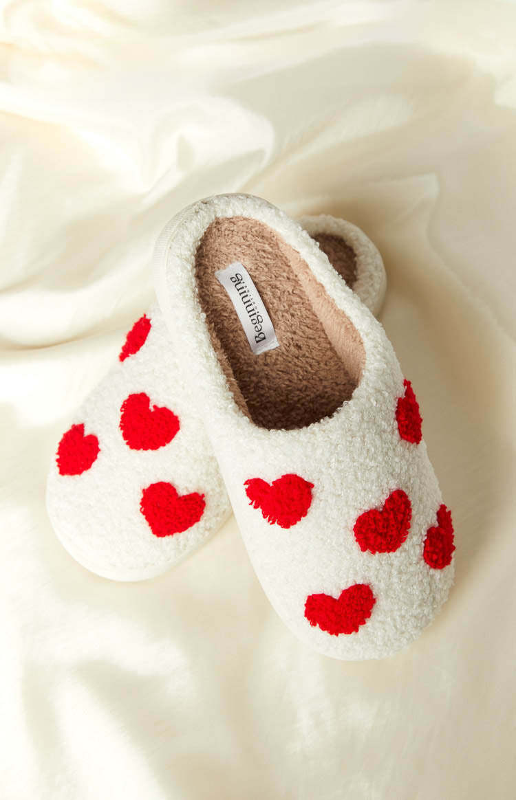 Sweetheart Sole White Love Heart Slippers-Vavasi.All Rights Reserved.