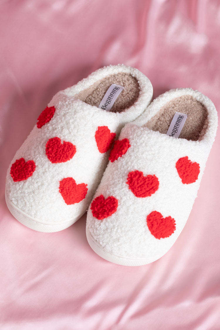 Sweetheart Sole White Love Heart Slippers-Vavasi.All Rights Reserved.