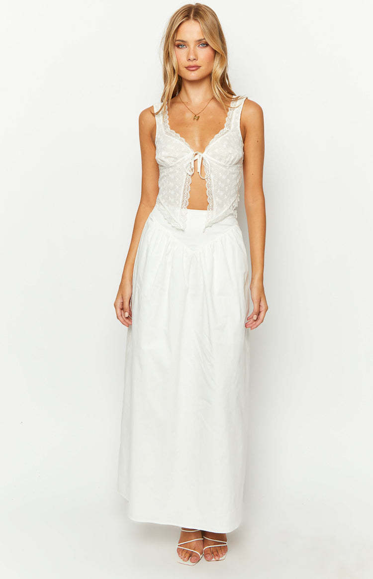 Sweetheart Swirl White Midi Skirt-Vavasi.All Rights Reserved.