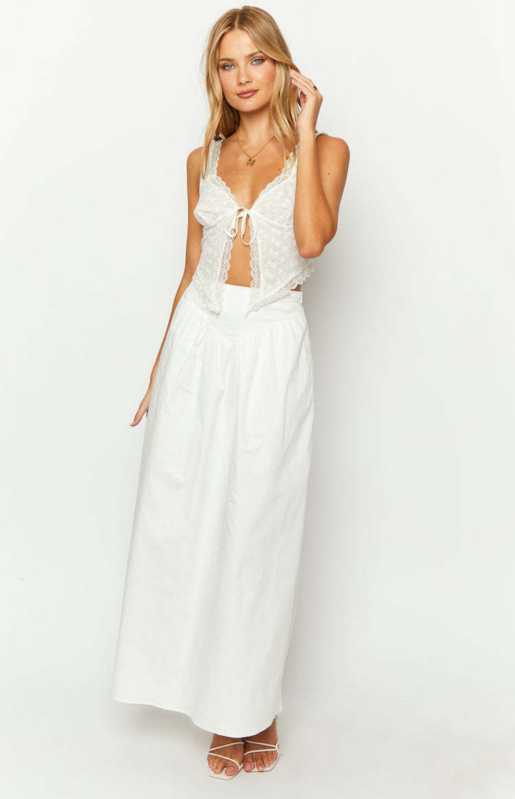 Sweetheart Swirl White Midi Skirt-Vavasi.All Rights Reserved.
