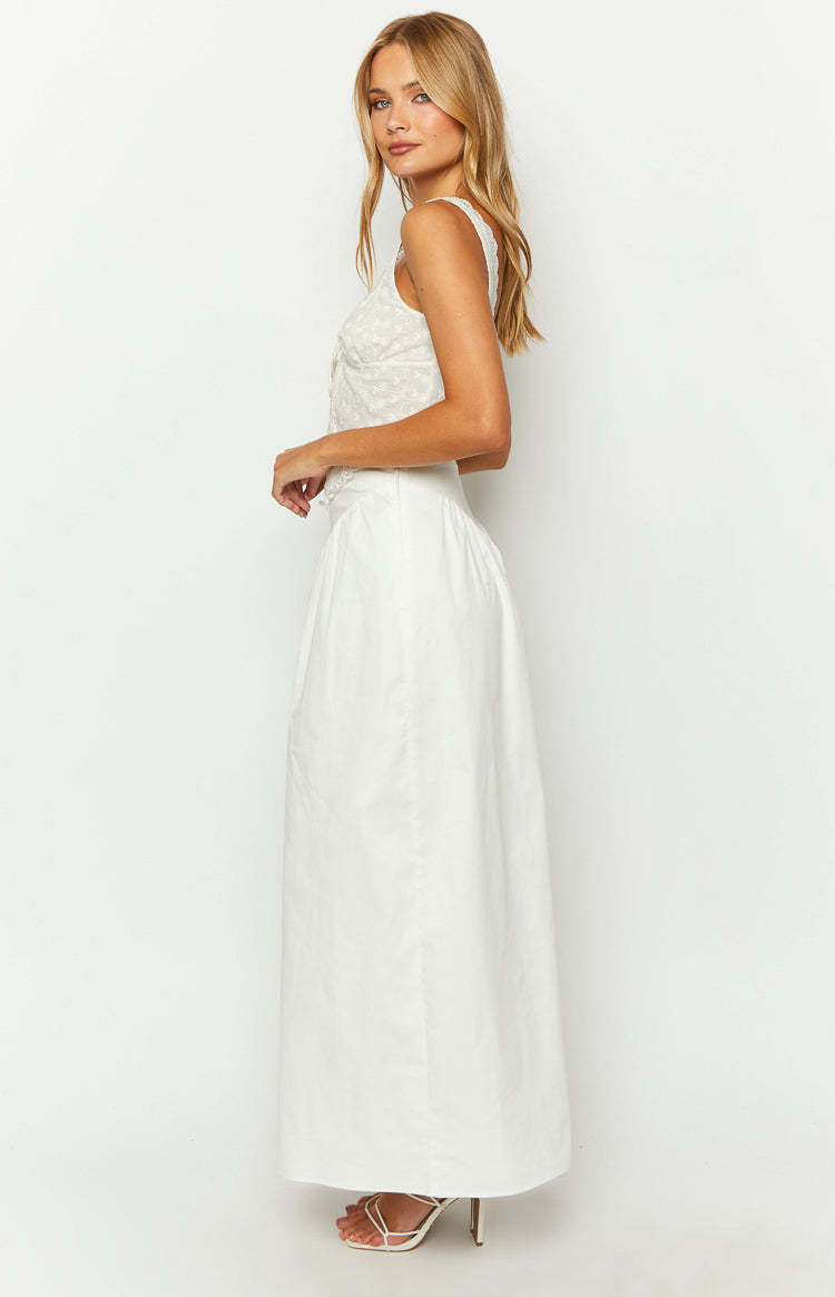 Sweetheart Swirl White Midi Skirt-Vavasi.All Rights Reserved.