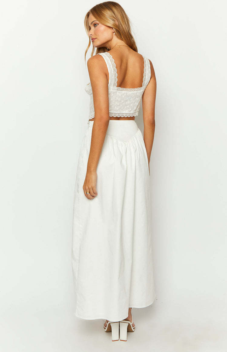 Sweetheart Swirl White Midi Skirt-Vavasi.All Rights Reserved.