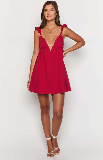 Tammie Red Mini Dress-Vavasi.All Rights Reserved.
