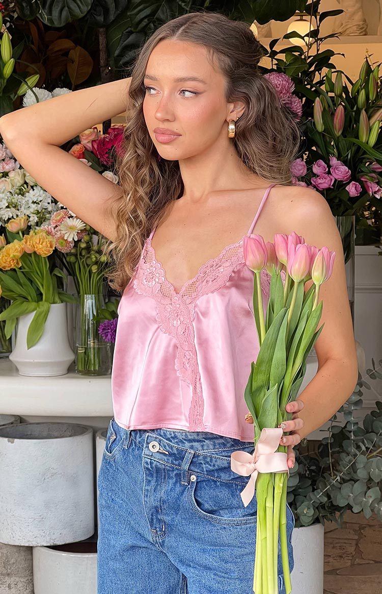Tammy Pink Lace Cami Top-Vavasi.All Rights Reserved.