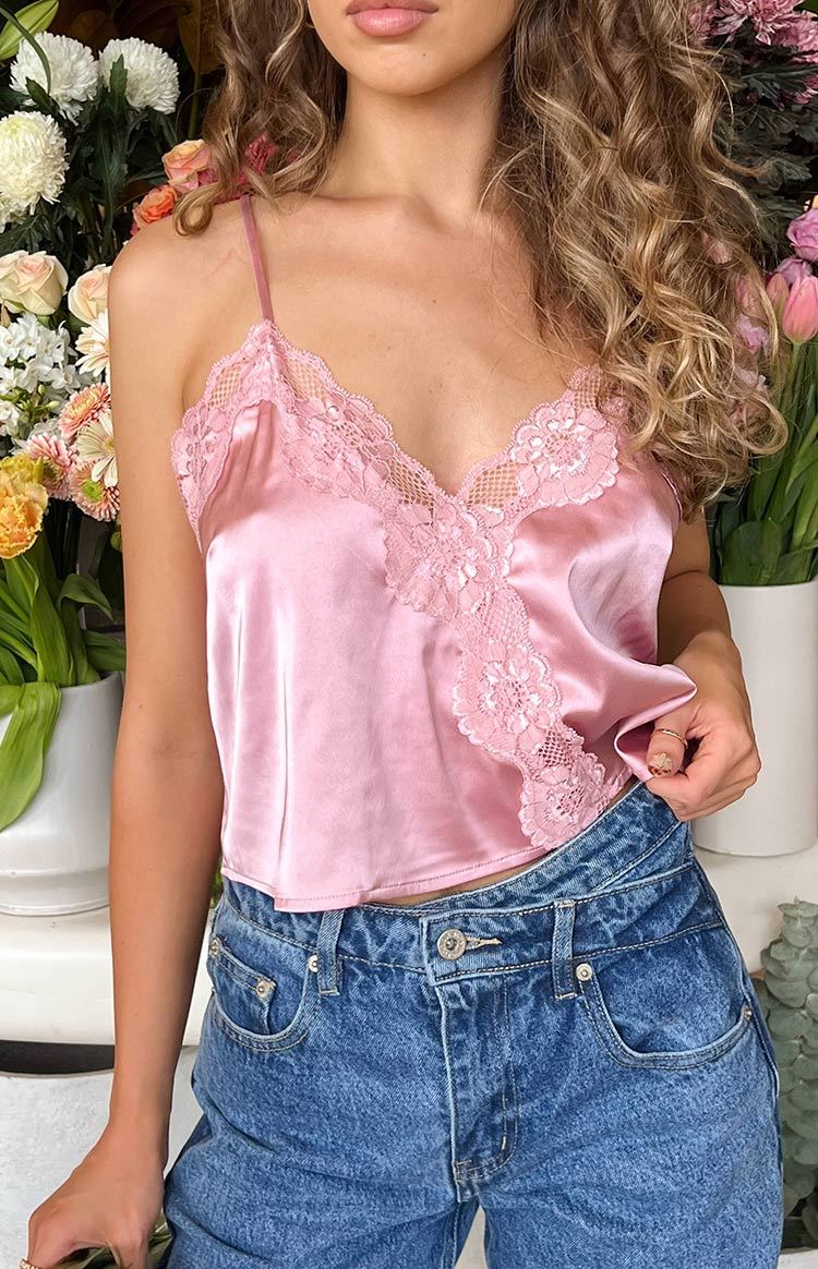 Tammy Pink Lace Cami Top-Vavasi.All Rights Reserved.