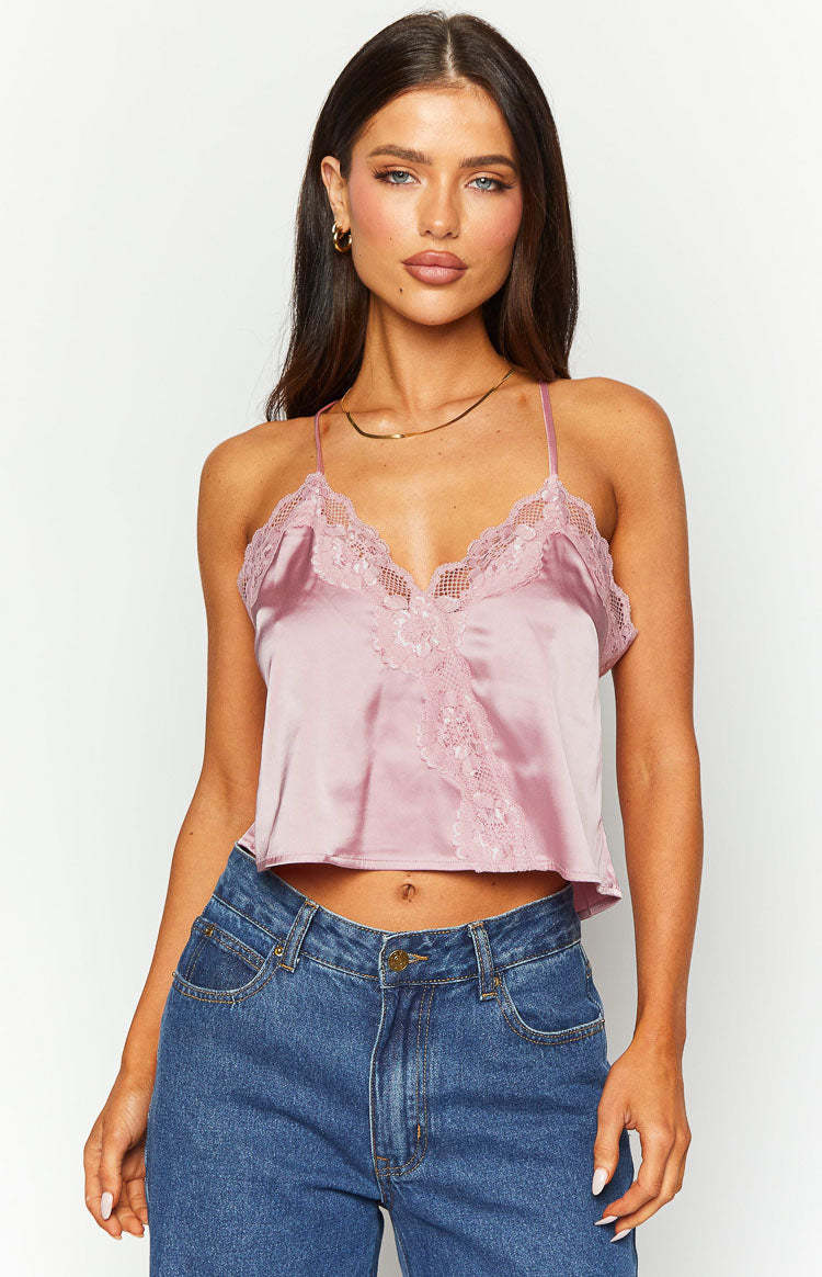 Tammy Pink Lace Cami Top-Vavasi.All Rights Reserved.